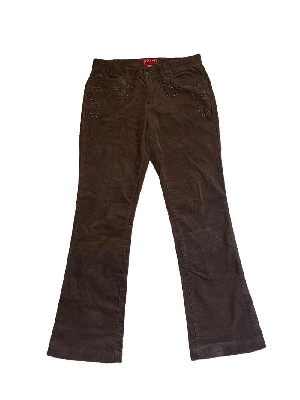 Chaps Denim Brown Corduroy Bootcut Pants Rhinestone Embellished Women’s 4